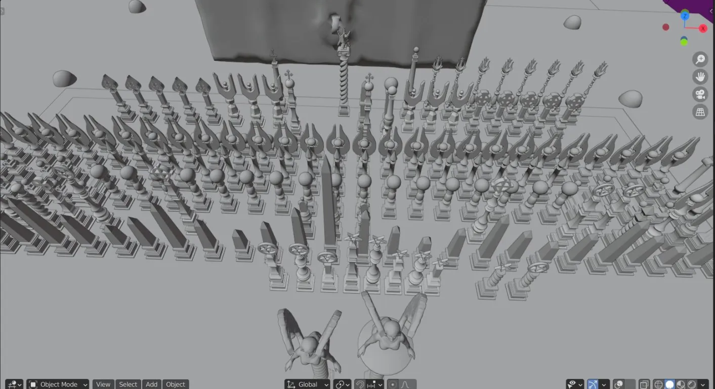Hessethean Chess — 216 pieces per side, modelled in 3D